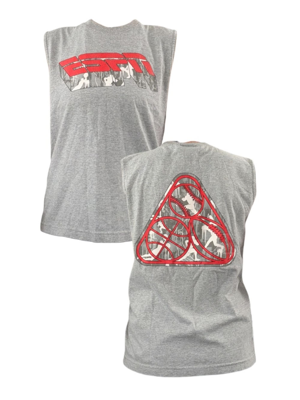 Gray Sleeveless Tank Top with Red Graphic - ESPN Style